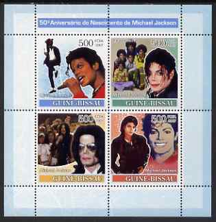 Guinea - Bissau 2007 Michael Jackson perf sheetlet containing 4 values unmounted mint , stamps on personalities, stamps on music, stamps on 