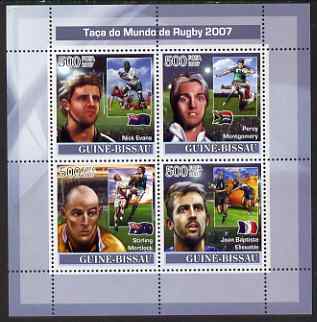 Guinea - Bissau 2007 Rugby World Cup perf sheetlet containing 4 values unmounted mint , stamps on , stamps on  stamps on sport, stamps on  stamps on rugby