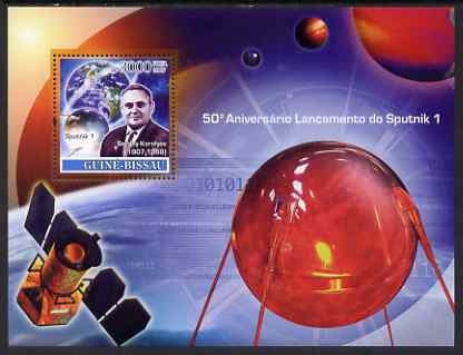 Guinea - Bissau 2007 Space - Sputnik 1 perf souvenir sheet unmounted mint , stamps on space, stamps on sputnik, stamps on satellites