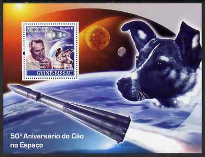 Guinea - Bissau 2007 Space Dogs - Sputnik 2 perf souvenir sheet unmounted mint , stamps on , stamps on  stamps on space, stamps on  stamps on sputnik, stamps on  stamps on satellites, stamps on  stamps on dogs