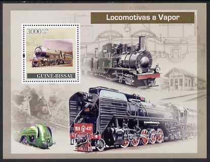 Guinea - Bissau 2007 Stean Engines perf souvenir sheet unmounted mint , stamps on railways