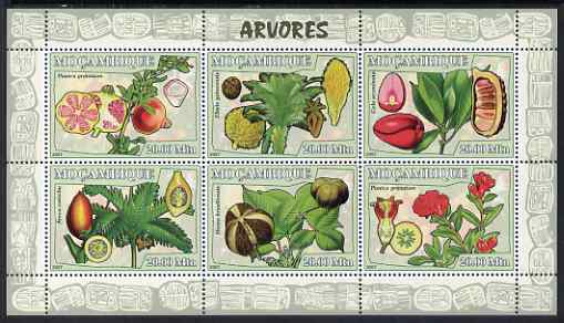 Mozambique 2007 Trees & Fruits perf sheetlet containing 6 values unmounted mint Yv 2336-41, stamps on trees, stamps on fruits