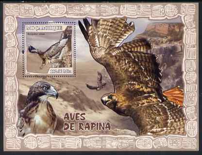 Mozambique 2007 Birds of Prey perf souvenir sheet unmounted mint Yv 152, stamps on birds, stamps on birds of prey, stamps on eagles, stamps on maps, stamps on hawks