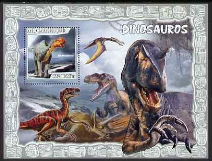 Mozambique 2007 Dinosaurs #1 perf souvenir sheet unmounted mint Yv 161, stamps on dinosaurs