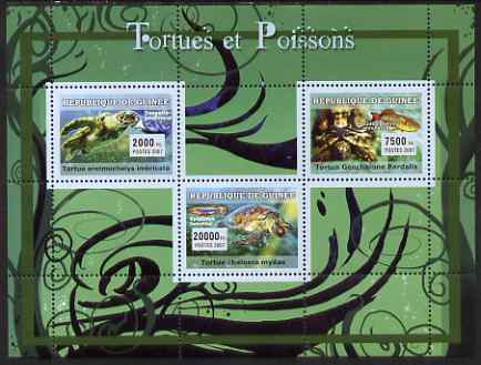 Guinea - Conakry 2007 Turtles & Fish perf sheetlet containing 3 values unmounted mint Yv 2918-20, stamps on turtles, stamps on fish