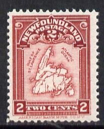 Newfoundland 1908 Map 2c lake very fine lightly mounted mint SG 94 , stamps on , stamps on  stamps on maps