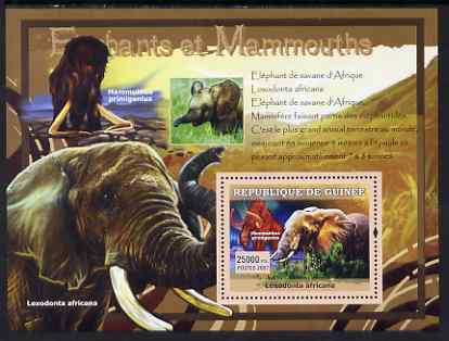 Guinea - Conakry 2007 Elephants & Mammoths perf souvenir sheet #1 unmounted mint Yv 546, stamps on , stamps on  stamps on animals, stamps on  stamps on elephants, stamps on  stamps on dinosaurs