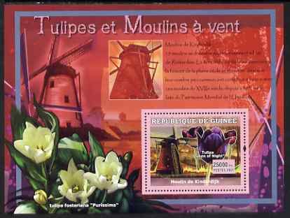 Guinea - Conakry 2007 Tulips & Windmills perf souvenir sheet #3 unmounted mint Yv 551, stamps on , stamps on  stamps on flowers, stamps on  stamps on tulips, stamps on  stamps on windmills