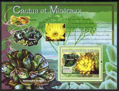 Guinea - Conakry 2007 Cacti & Minerals perf souvenir sheet #2 unmounted mint Yv 553, stamps on cacti, stamps on cactus, stamps on minerals