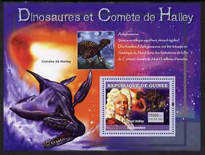 Guinea - Conakry 2007 Dinosaurs & Halleys Comet perf souvenir sheet #2 unmounted mint Yv 565, stamps on dinosaurs, stamps on comets, stamps on halley, stamps on space, stamps on astronomy