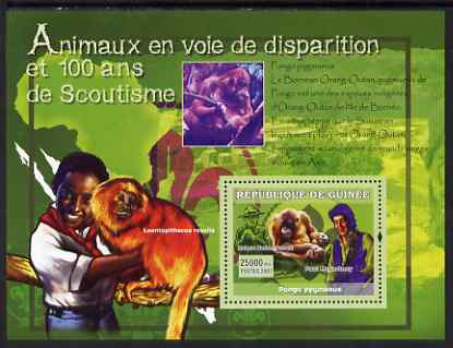 Guinea - Conakry 2007 Endangered Animals & Scouts perf souvenir sheet #2 unmounted mint Yv 571, stamps on , stamps on  stamps on animals, stamps on  stamps on scouts, stamps on  stamps on beatles