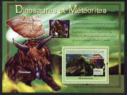 Guinea - Conakry 2007 Dinosaurs & Meteorites perf souvenir sheet #1 unmounted mint Yv 561, stamps on , stamps on  stamps on dinosaurs, stamps on  stamps on minerals, stamps on  stamps on meteors, stamps on  stamps on astronomy