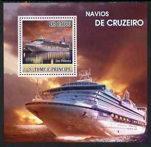 St Thomas & Prince Islands 2007 Cruise Ships - Star Princess perf deluxe s/sheet containing 1 value unmounted mint , stamps on , stamps on  stamps on ships