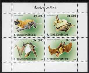 St Thomas & Prince Islands 2007 Bats perf sheetlet containing 4 values unmounted mint, stamps on , stamps on  stamps on animals, stamps on  stamps on mammals, stamps on  stamps on bats