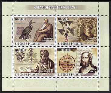 St Thomas & Prince Islands 2008 Famous Naturalists #1 perf sheetlet containing 4 values unmounted mint, stamps on , stamps on  stamps on personalities, stamps on  stamps on flowers, stamps on  stamps on birds