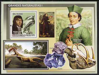 St Thomas & Prince Islands 2008 Famous Naturalists #1 perf s/sheet containing 1 value unmounted mint, stamps on , stamps on  stamps on personalities, stamps on  stamps on flowers, stamps on  stamps on minerals, stamps on  stamps on animals