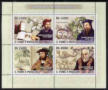 St Thomas & Prince Islands 2008 Famous Naturalists #2 perf sheetlet containing 4 values unmounted mint, stamps on , stamps on  stamps on personalities, stamps on  stamps on flowers, stamps on  stamps on 