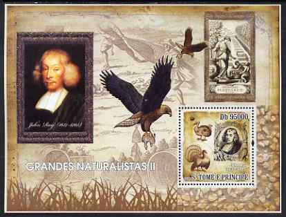 St Thomas & Prince Islands 2008 Famous Naturalists #2 perf s/sheet containing 1 value unmounted mint, stamps on personalities, stamps on birds, stamps on birds of prey, stamps on 