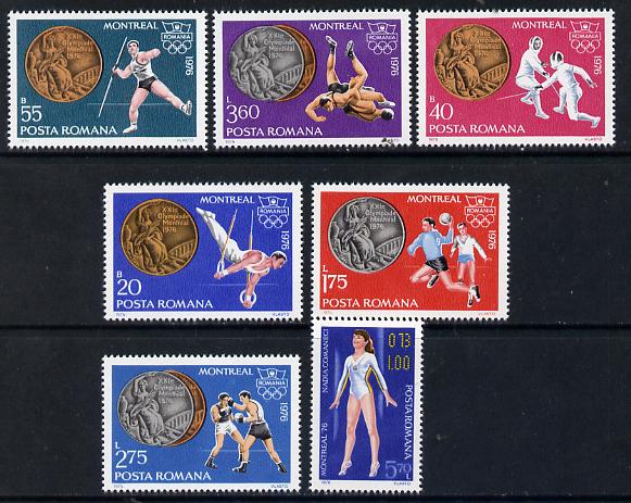 Rumania 1976 Olympic Medals set of 7 unmounted mint, MI 3372-78 , stamps on olympics     sport     wrestling    boxing    handball    javelin    fencing   gymnastics, stamps on  gym , stamps on gymnastics, stamps on 