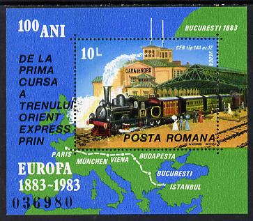 Rumania 1983 Europa (Orient Express & Map) unmounted mint, Mi BL 198, stamps on , stamps on  stamps on europa  maps  railways