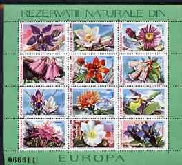 Rumania 1987 Europa (Flowers), sheetlet containing 12 values Mi BL 235, stamps on , stamps on  stamps on europa  flowers