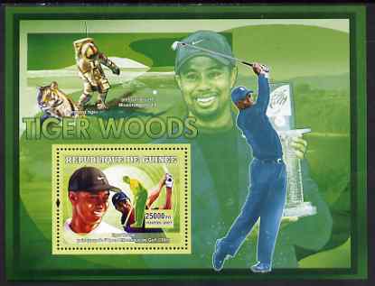 Guinea - Conakry 2007 Sports - Tiger Woods Golf perf souvenir sheet unmounted mint Yv 463, stamps on , stamps on  stamps on sport, stamps on  stamps on golf, stamps on  stamps on apollo, stamps on  stamps on tigers