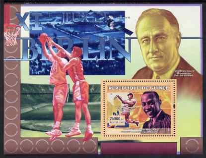 Guinea - Conakry 2007 Sports - 1936 Berlin Olympic Games perf souvenir sheet unmounted mint Yv 496, stamps on sport, stamps on olympics, stamps on basketball, stamps on baseball, stamps on roosevelt, stamps on athletics, stamps on satellites