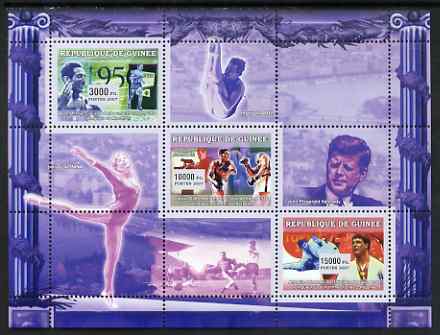 Guinea - Conakry 2007 Sports #11 perf sheetlet containing 3 values unmounted mint Yv 2912-14, stamps on sport, stamps on olympics, stamps on boxing, stamps on football, stamps on martial arts, stamps on judo, stamps on diving, stamps on gymnastics, stamps on kennedy, stamps on running