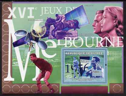 Guinea - Conakry 2007 Sports - 1956 Melbourne Olympic Games perf souvenir sheet unmounted mint Yv 516, stamps on , stamps on  stamps on sport, stamps on  stamps on olympics, stamps on  stamps on running, stamps on  stamps on athletics, stamps on  stamps on satellites, stamps on  stamps on horses, stamps on  stamps on football