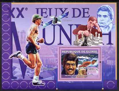 Guinea - Conakry 2007 Sports - 1972 Munich Olympic Games perf souvenir sheet unmounted mint Yv 499, stamps on sport, stamps on olympics, stamps on swimming, stamps on chess, stamps on athletics, stamps on running, stamps on satellites