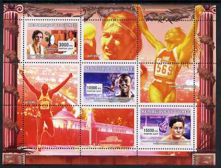 Guinea - Conakry 2007 Sports #13 perf sheetlet containing 3 values unmounted mint Yv 2897-99, stamps on sport, stamps on olympics, stamps on running, stamps on athletics, stamps on diving, stamps on gymnastics