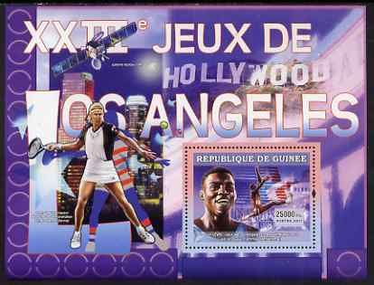 Guinea - Conakry 2007 Sports - 1984 Los Angeles Olympic Games perf souvenir sheet unmounted mint Yv 502, stamps on sport, stamps on olympics, stamps on athletics, stamps on tennis, stamps on satellites