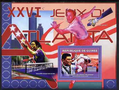 Guinea - Conakry 2007 Sports - 1996 Atlanta Olympic Games perf souvenir sheet unmounted mint Yv 505, stamps on sport, stamps on olympics, stamps on table tennis, stamps on judo, stamps on martial arts, stamps on dancing, stamps on satellites