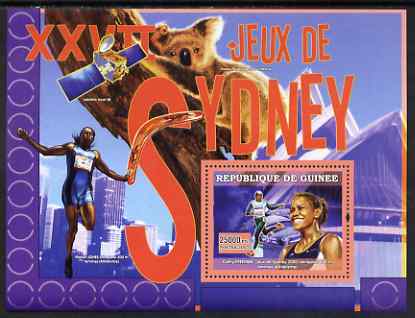 Guinea - Conakry 2007 Sports - 2000 Sydney Olympic Games perf souvenir sheet unmounted mint Yv 506, stamps on , stamps on  stamps on sport, stamps on  stamps on olympics, stamps on  stamps on athletics, stamps on  stamps on running, stamps on  stamps on bears, stamps on  stamps on satellites