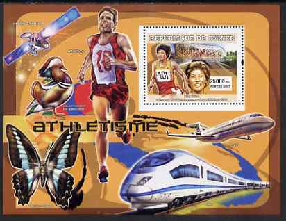 Guinea - Conakry 2007 Sports - Running perf souvenir sheet unmounted mint Yv 485, stamps on , stamps on  stamps on sport, stamps on  stamps on running, stamps on  stamps on butterflies, stamps on  stamps on railways, stamps on  stamps on satellites, stamps on  stamps on ducks, stamps on  stamps on aviation