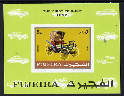 Fujeira 1970 Cars (1892 Peugeot) imperf m/sheet unmounted mint (Mi BL 39B) , stamps on cars, stamps on peugeot