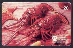 Telephone Card - Brazil 20 units phone card showing Lobsters, stamps on , stamps on  stamps on lobsters, stamps on  stamps on marine life