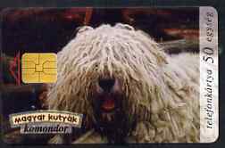 Telephone Card - Hungary 50 units phone card showing Komondor Dog, stamps on , stamps on  stamps on dogs