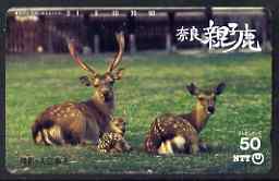 Telephone Card - Japan 50 units phone card showing Deer, stamps on animals, stamps on deer