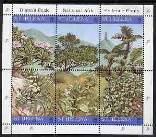 St Helena 1997 Endemic Plants from Diana's Peak National Park composite sheetlet of 6 unmounted mint, SG 734a, stamps on , stamps on  stamps on flowers, stamps on  stamps on trees, stamps on  stamps on national parks