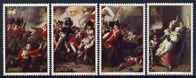 Jersey 1981 Bicent of Battle of Jersey - details of paintings by J S Copley set of 4 unmounted mint, SG 244-47, stamps on , stamps on  stamps on arts, stamps on  stamps on militaria, stamps on  stamps on battles