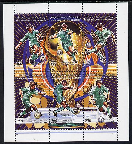 Libya 1998 Football World Cup sheetlet containing complete set of 6 values unmounted mint, stamps on , stamps on  stamps on football