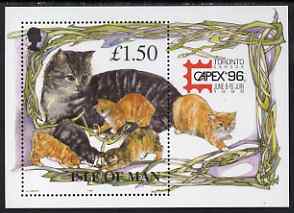 Isle of Man 1996 Manx Cats mini sheet inscribed 'Capex 96' exhibition logo unmounted mint, SG MS712, stamps on , stamps on  stamps on cats, stamps on  stamps on stamp exhibitions