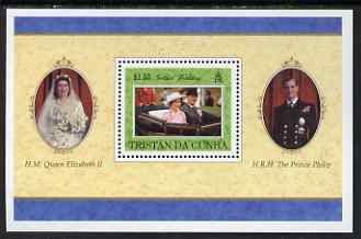 Tristan da Cunha 1997 Golden Wedding of Queen Elizabeth II and Prince Phillip miniature sheet unmounted mint, SG MS630, stamps on royalty
