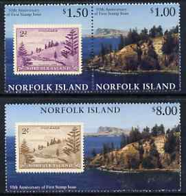 Norfolk Island 1997 50th Anniversary of Norfolk Island Stamps set of 3 unmounted mint, SG 644-46, stamps on , stamps on  stamps on stamp on stamp, stamps on  stamps on stamponstamp