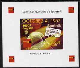 Chad 2007 50th Anniversary of Sputnik imperf m/sheet #2 unmounted mint. Note this item is privately produced and is offered purely on its thematic appeal, it has no posta..., stamps on space, stamps on newspapers