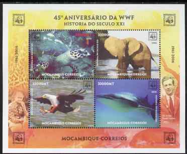 Mozambique 2006 WWF 45th Anniversary perf sheetlet containing 4 values unmounted mint. Note this item is privately produced and is offered purely on its thematic appeal , stamps on , stamps on  stamps on , stamps on  stamps on  wwf , stamps on  stamps on birds, stamps on  stamps on eagles, stamps on  stamps on elephants, stamps on  stamps on animals, stamps on  stamps on birds of prey, stamps on  stamps on turtles, stamps on  stamps on 