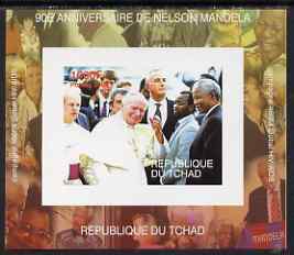 Chad 2008 Nelson Mandela 90th Birthday imperf individual deluxe sheet #2 unmounted mint , stamps on personalities, stamps on mandela, stamps on pope, stamps on aids, stamps on nobel, stamps on personalities, stamps on mandela, stamps on nobel, stamps on peace, stamps on racism, stamps on human rights