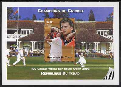 Chad 2002 Cricket World Cup perf m/sheet #5 showing Darren Gough unmounted mint. Note this item is privately produced and is offered purely on its thematic appeal. , stamps on personalities, stamps on sport, stamps on cricket