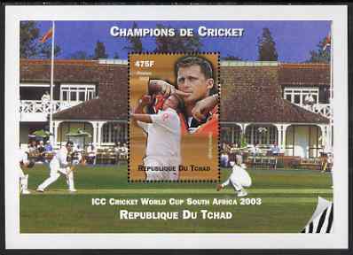 Chad 2002 Cricket World Cup perf m/sheet #5 showing Darren Gough unmounted mint. Note this item is privately produced and is offered purely on its thematic appeal. , stamps on , stamps on  stamps on personalities, stamps on  stamps on sport, stamps on  stamps on cricket